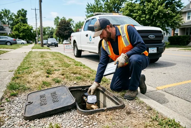 Checking water meter for movement to detect leaks