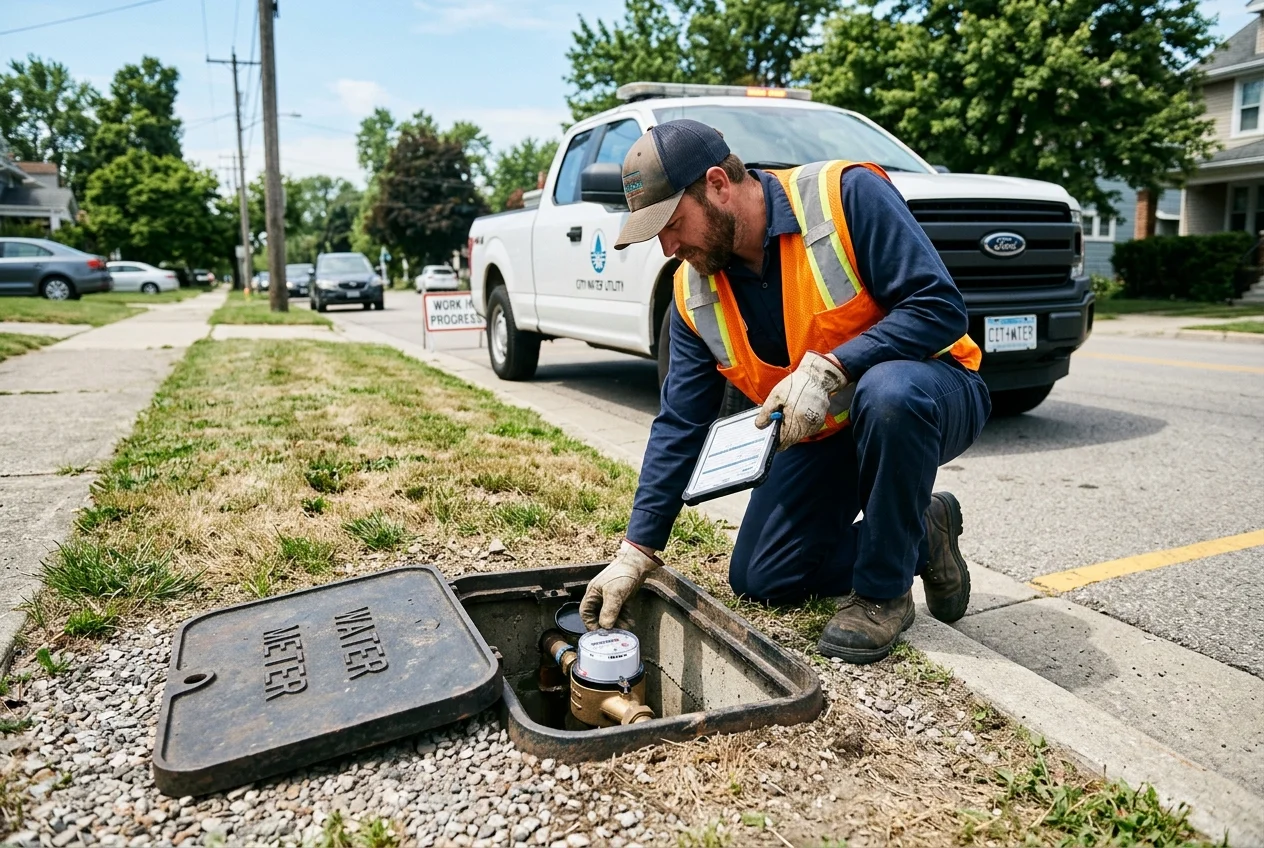 Checking water meter for movement to detect leaks