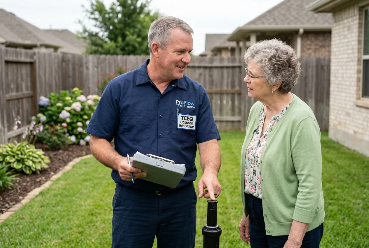 Honest sprinkler system assessment by licensed technician in Denton