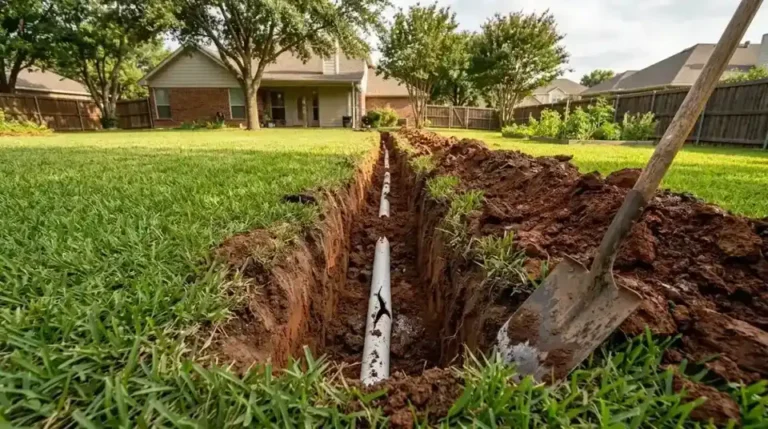 How to repair a broken sprinkler line - excavated PVC pipe in Denton TX clay soil